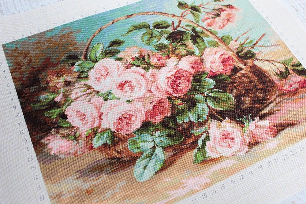 Basket of Roses B547L Counted Cross-Stitch Kit - Wizardi
