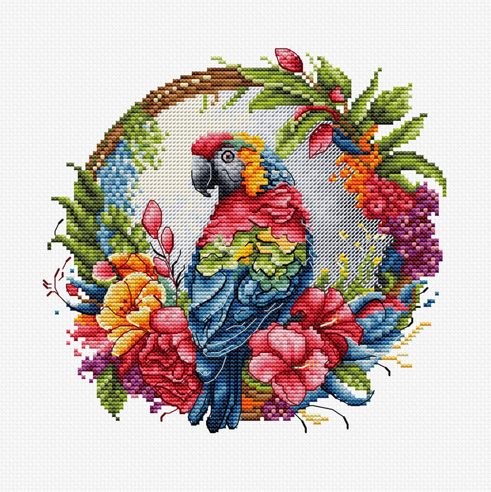 The Tropical Parrot BC201L Counted Cross-Stitch Kit