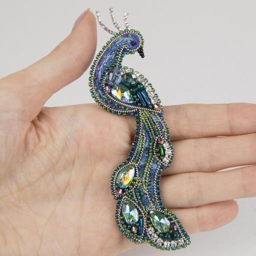 Beadwork kit for creating brooch Crystal Art The Bird of Happiness BP-302C - Wizardi