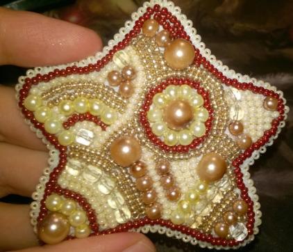 BP-180C Beadwork kit for creating brooch Crystal Art Set of pictures "Gingerbread"