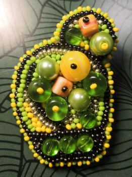 BP-187C Beadwork kit for creating brooch Crystal Art "Bright cactus"