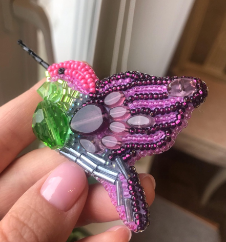BP-217C Beadwork kit for creating brooch Crystal Art "Fly bird"
