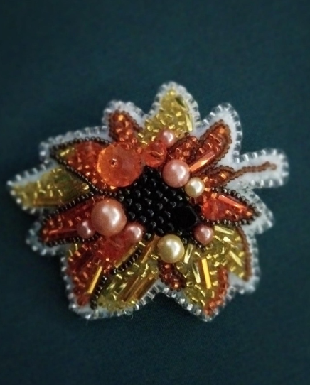 BP-228C Beadwork kit for creating brooch Crystal Art "Sunflower"