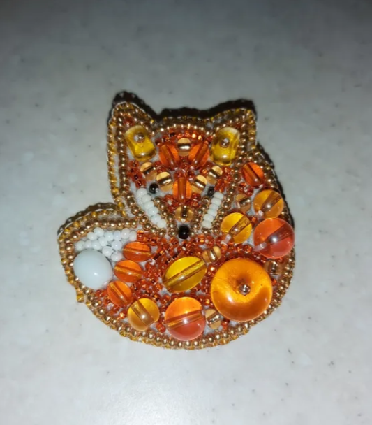 BP-241C Beadwork kit for creating brooch Crystal Art "Fox"