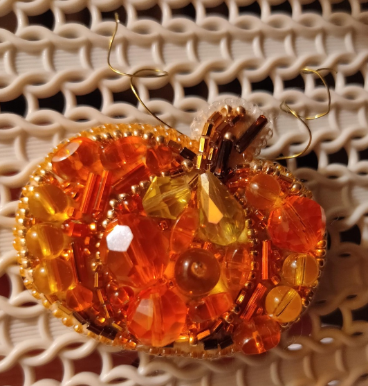 BP-242C Beadwork kit for creating brooch Crystal Art "Pumpkin"
