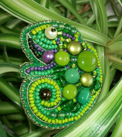 BP-266C Beadwork kit for creating brooch Crystal Art "Chameleon"