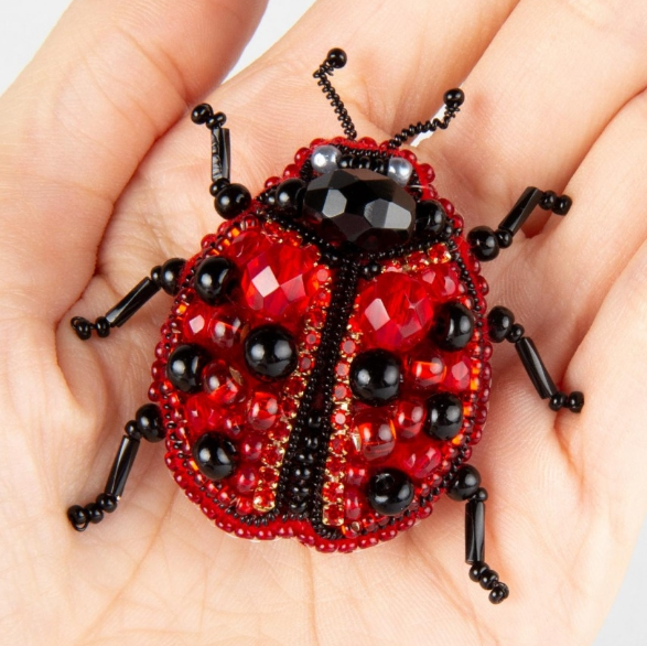 BP-318C Beadwork kit for creating brooch Crystal Art "Ladybug"