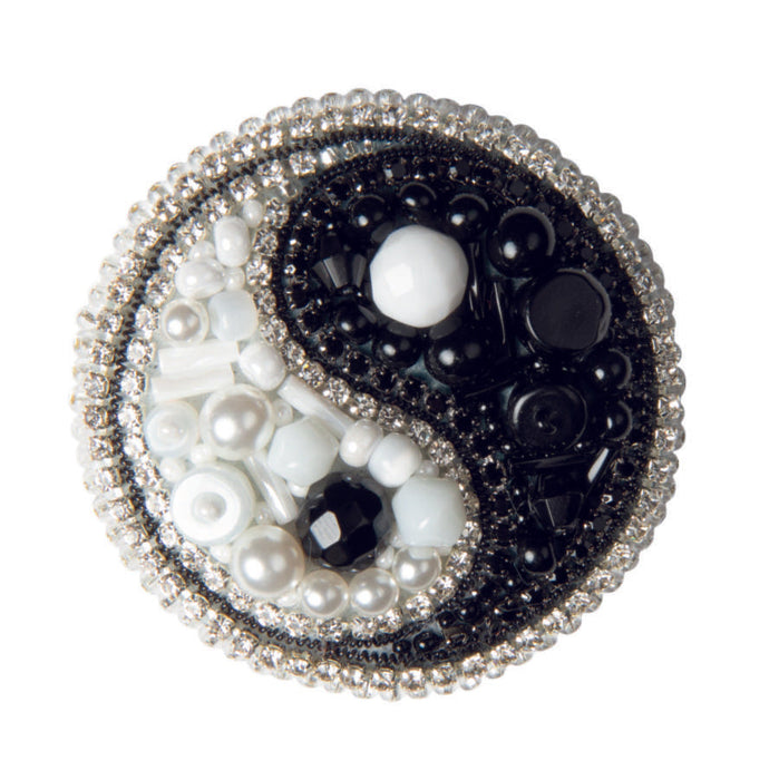 BP-338C Beadwork kit for creating brooch Crystal Art "Yin Yang"