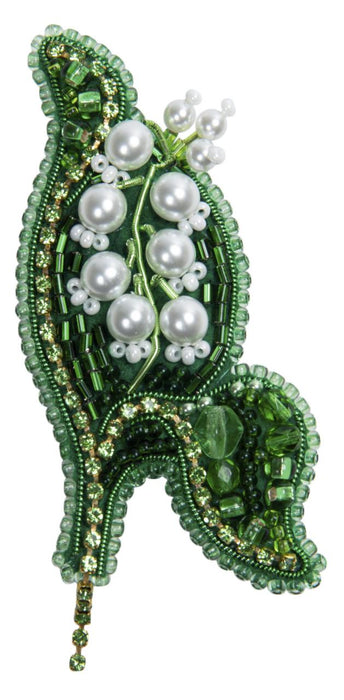Beadwork kit for creating brooch Crystal Art Lily of the valley BP-343C