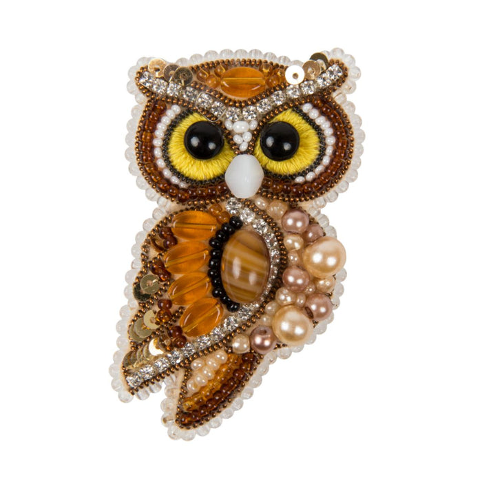 Beadwork kit for creating brooch Crystal Art Owl BP-346C