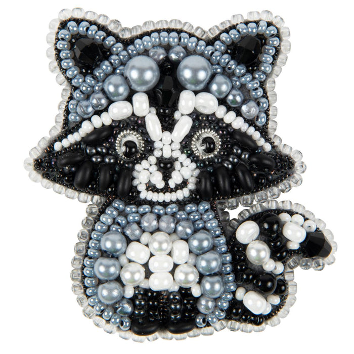 Beadwork kit for creating brooch Crystal Art Raccoon BP-347C