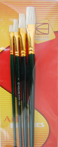 Set of brushes 7066. Bristle Flat. 4pc. by Kolos