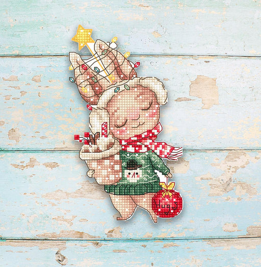 Christmas Rabbit/Ornament L8056 Counted Cross Stitch Kit - Wizardi