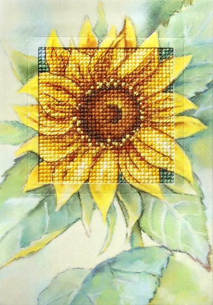 Complete counted cross stitch kit - greetings card "Sunflower" 6229 - Wizardi
