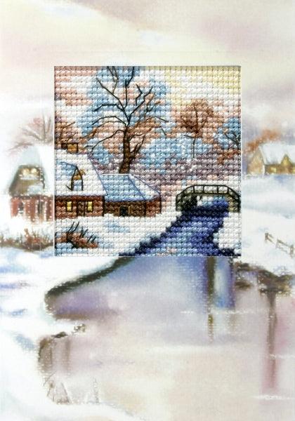 Complete cross stitch kit - greetings card "Winter landscape" 6197 - Wizardi