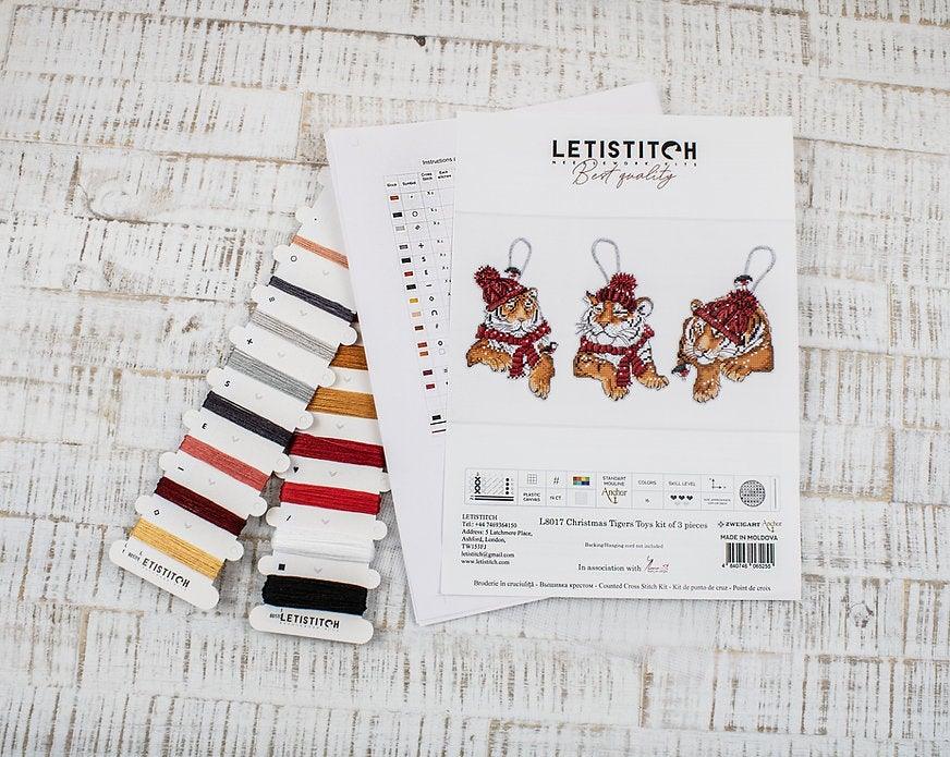 Counted Cross Stitch Kit Christmas Tigers Toys set of 3 pcs L8017 - Wizardi
