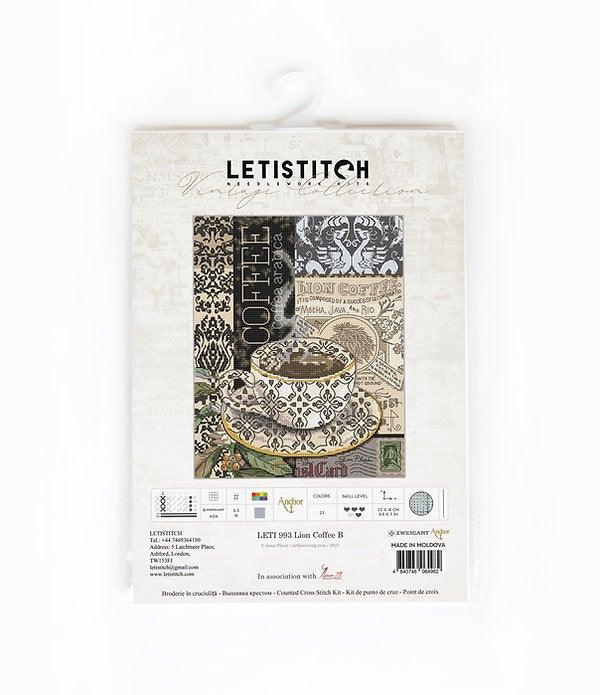 Counted Cross Stitch Kit Lion Coffee B Leti993 - Wizardi