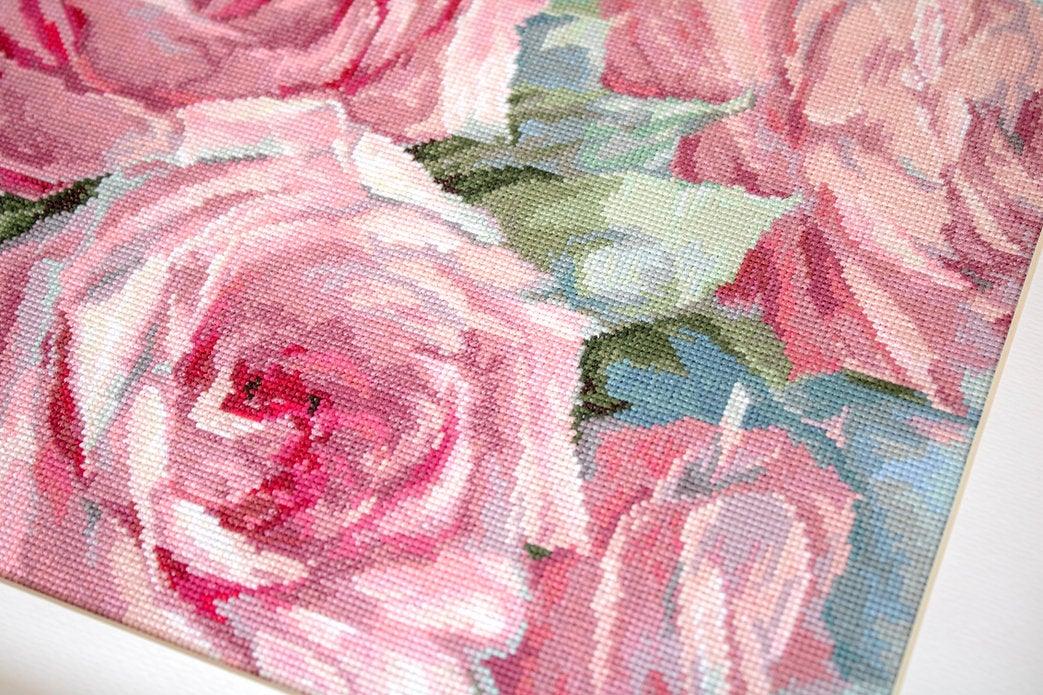 Counted Cross Stitch Kit Pale Pink Roses Leti928 - Wizardi