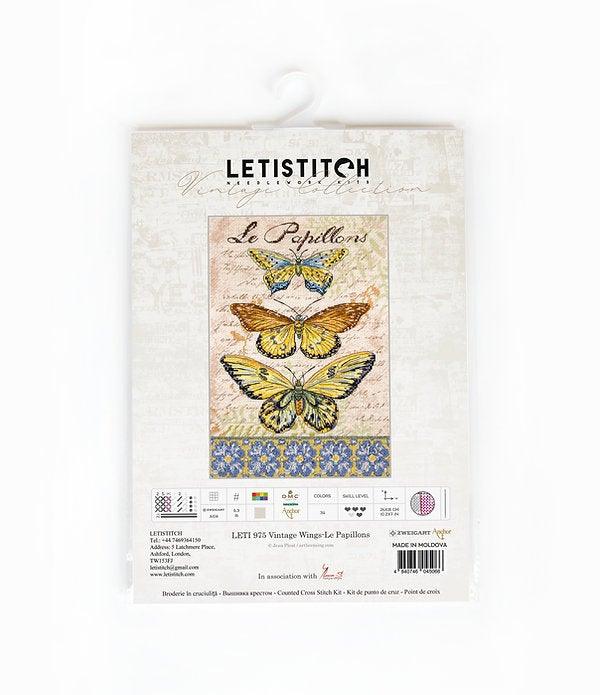 Counted Cross Stitch Kit Vintage Wings-Le Papillons Leti975 - Wizardi