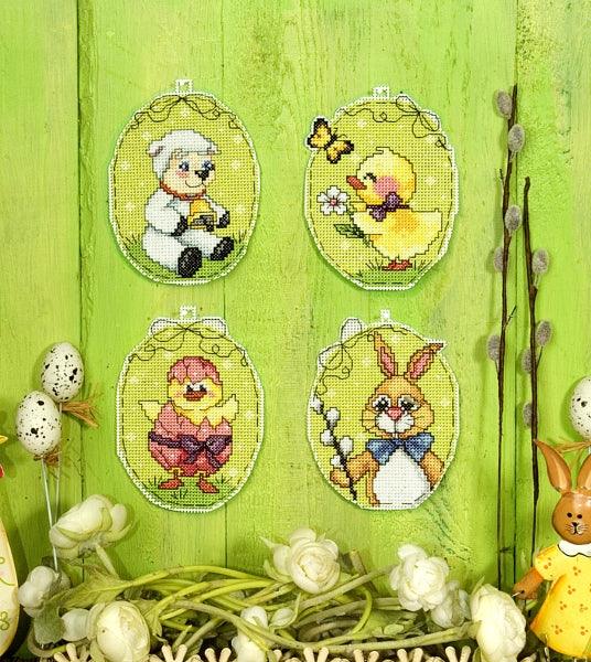 Counted cross stitch kit with plastic canvas "Easter Eggs" set of 4 designs 7630 - Wizardi