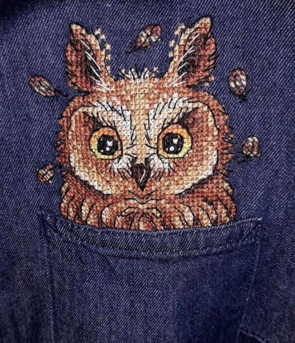 Cross Stitch on Clothes Curious Owl B-245 / SV-245 - Wizardi