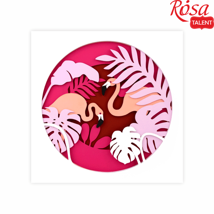 Flamingo - 3D Painting on Primed Fiberboard Set. Create Your DIY Decoration. 5 Layers. 30x30 cm. by Rosa Talent