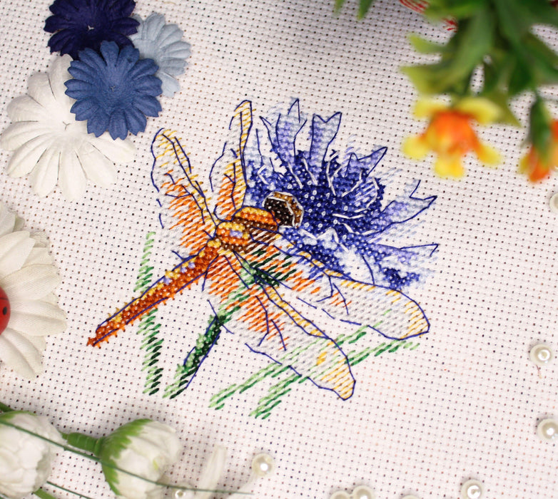 Dragonfly and Cornflower SM-619 Cross stitch kit - Wizardi