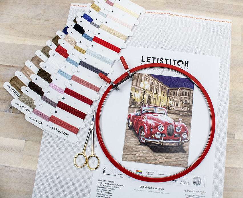 Counted Cross Stitch Kit Red Sports Car L8034