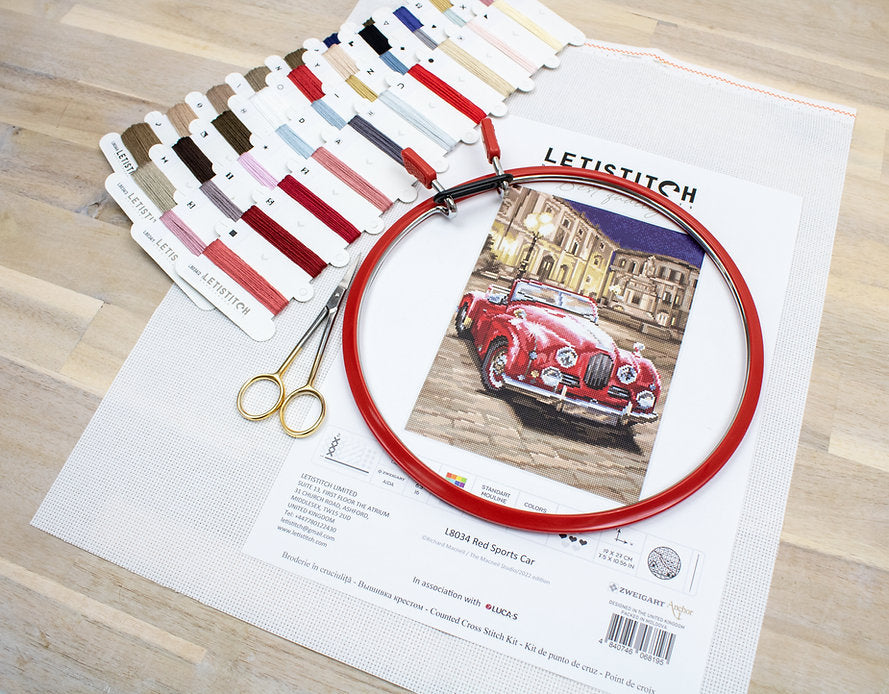 Counted Cross Stitch Kit Red Sports Car L8034