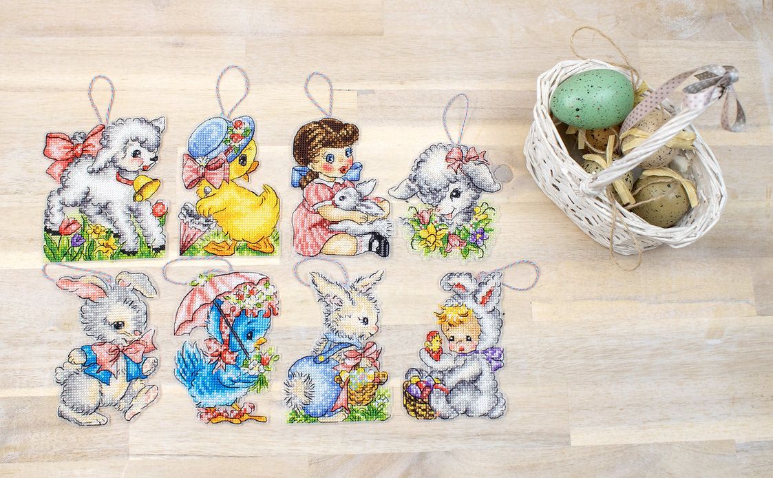 Counted Cross Stitch Kit Easter Ornaments kit of 8 pcs L8032