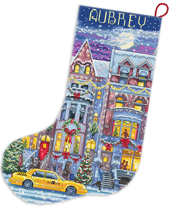 Winter Townhouse Stocking L8085 Counted Cross Stitch Kit