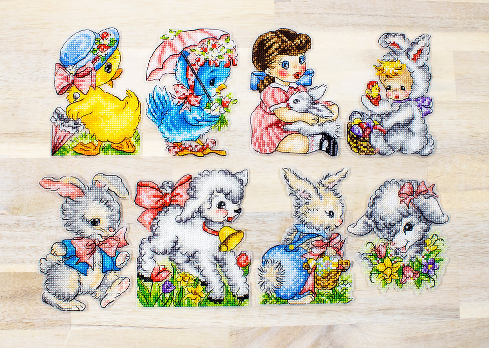 Counted Cross Stitch Kit Easter Ornaments kit of 8 pcs L8032