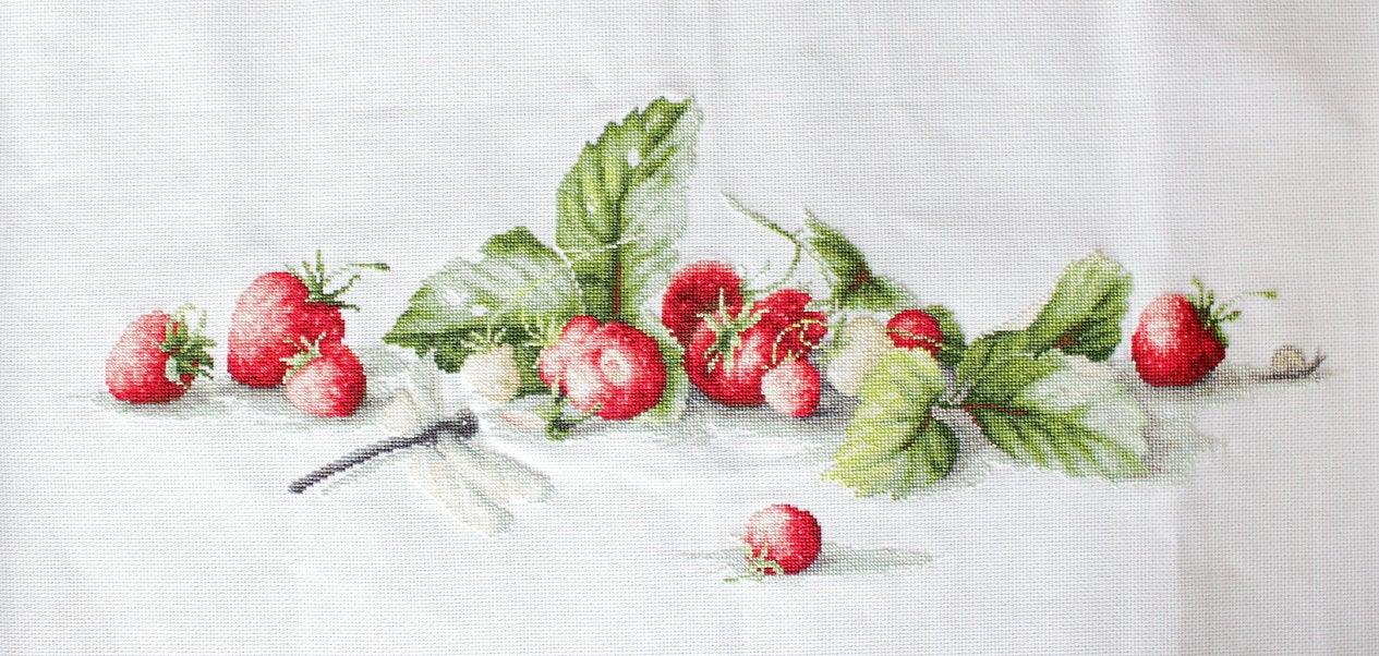 Etude with Strawberries B2254L Counted Cross-Stitch Kit - Wizardi