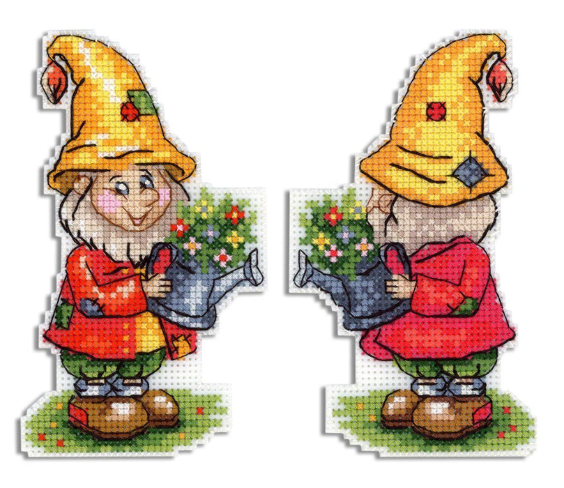 Garden Gnome SR-821 Plastic Canvas Counted Cross Stitch Kit - Wizardi