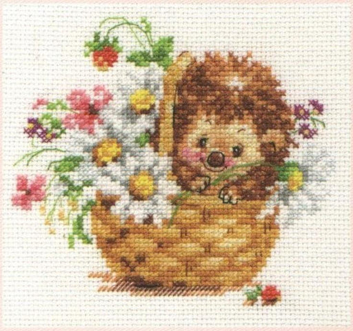 Hedgehog in daisies 0-113 Cross-stitch kit - Wizardi