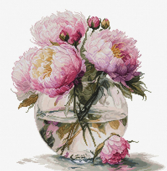 Bouquet of Peonies B7028L Counted Cross-Stitch Kit