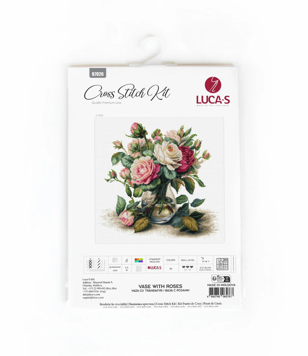 Vase with Roses  B7026L Counted Cross-Stitch Kit