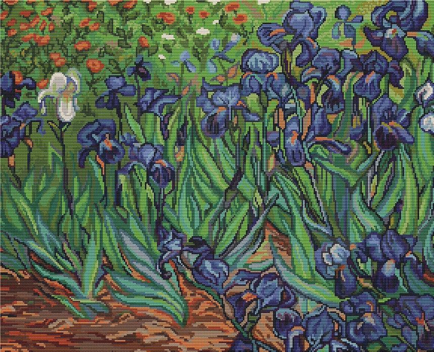 Irises,  reproduction of Van Gogh B444L Counted Cross-Stitch Kit - Wizardi
