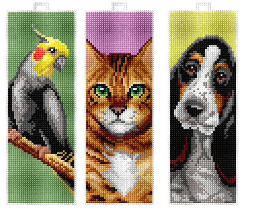 Counted cross stitch kit with plastic canvas "Animals" set of 3 designs 7896