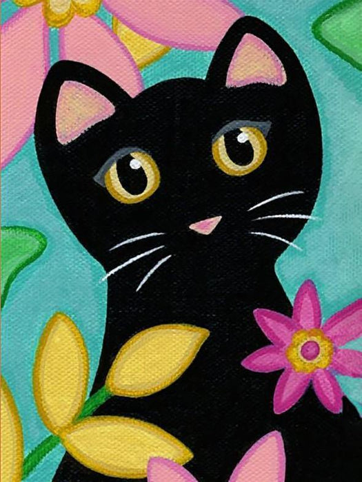 Kitty and Flowers CS2359 5.9 x 7.9 inches Crafting Spark Diamond Painting Kit - Wizardi
