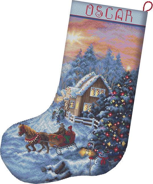 Counted Cross Stitch Kit Christmas Eve Stocking L8011