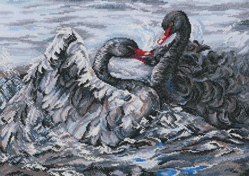 Two black swans M557 Counted Cross Stitch Kit