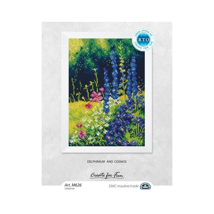 Delphinium and cosmos M626 Counted Cross Stitch Kit