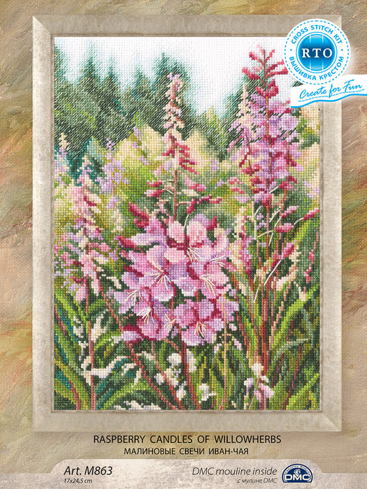 Raspberry candles of willowherbs M863 Counted Cross Stitch Kit