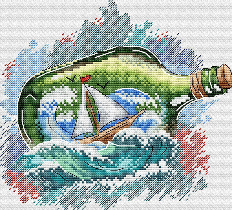 Message in a Bottle SV-684 Counted Cross Stitch Kit - Wizardi