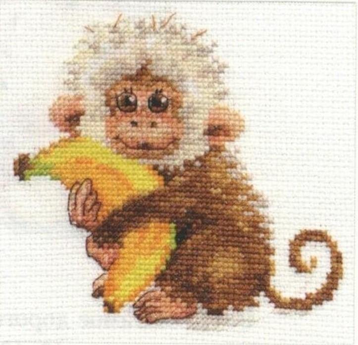 Monkey 0-127 Cross-stitch kit - Wizardi