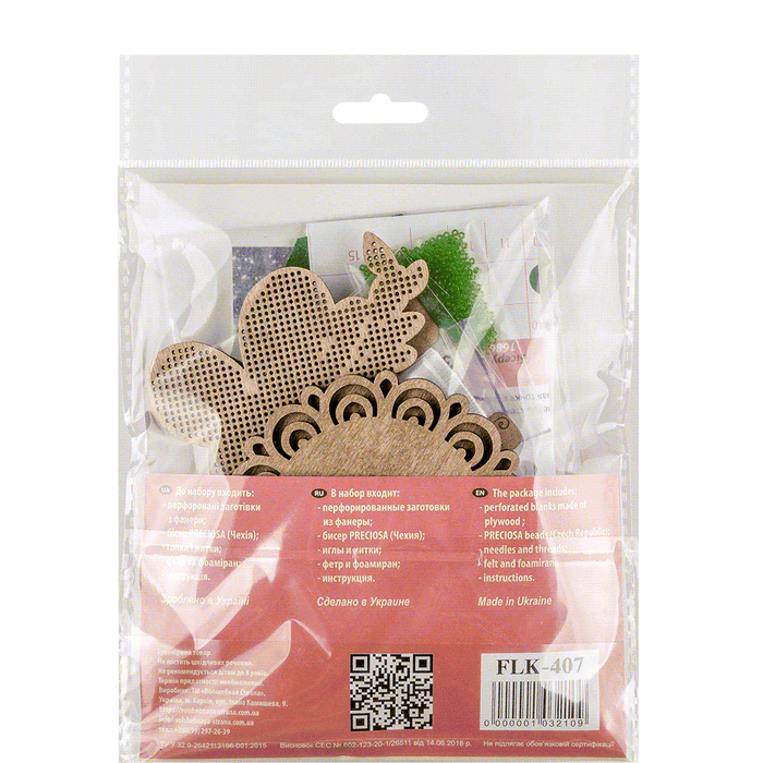 Bead embroidery kit on wood FLK-407