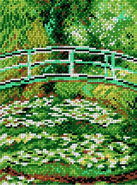 Needlepoint canvas for halfstitch without yarn after Claude Monet - Water Lily Pond 1874F - Printed Tapestry Canvas - Wizardi