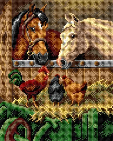 Needlepoint canvas for halfstitch without yarn after Herbert Wiliam Weekes - Farmyard Friends 2772H - Printed Tapestry Canvas - Wizardi