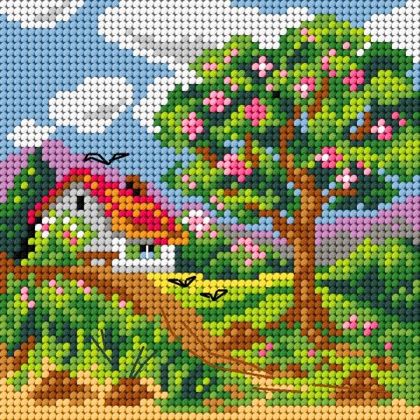 Needlepoint canvas for halfstitch without yarn Four Seasons - Spring 2841D - Printed Tapestry Canvas - Wizardi
